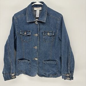 Vintage Sag Harbor Stretch Denim Chore Jacket Barn Field Retro Women Petite XL